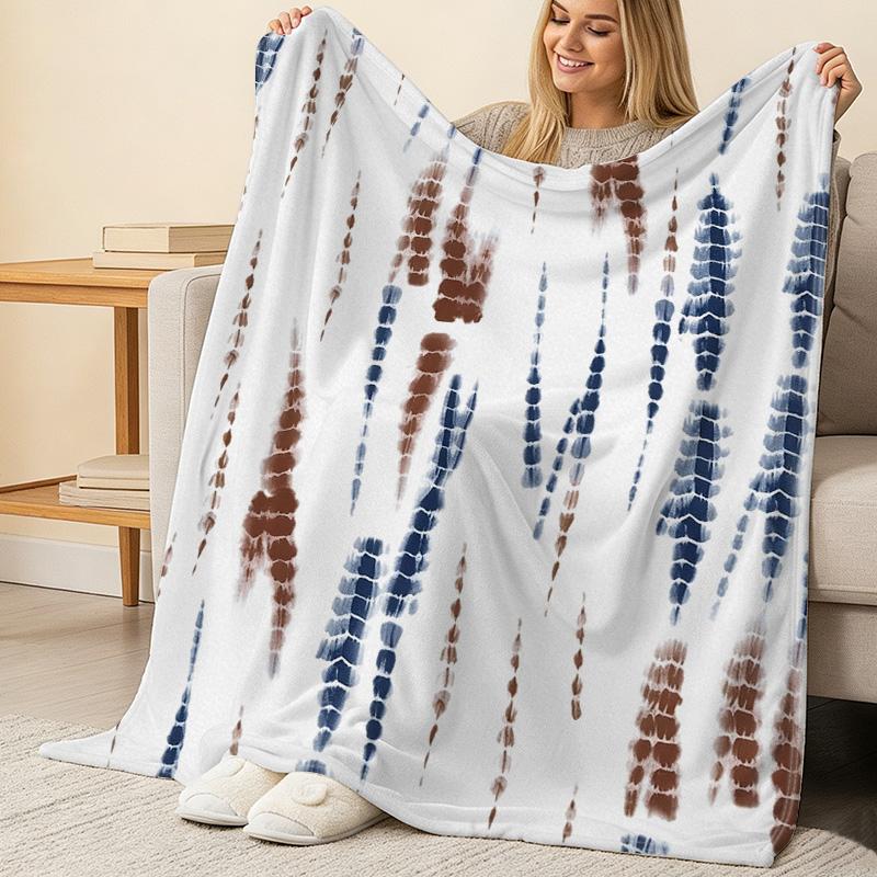 All-Season Thick Flannel Throw Blanket, Tie-Dye Pattern Soft Cozy Single for Couch, Bed, Guest Room, Halloween Christmas Home Decor