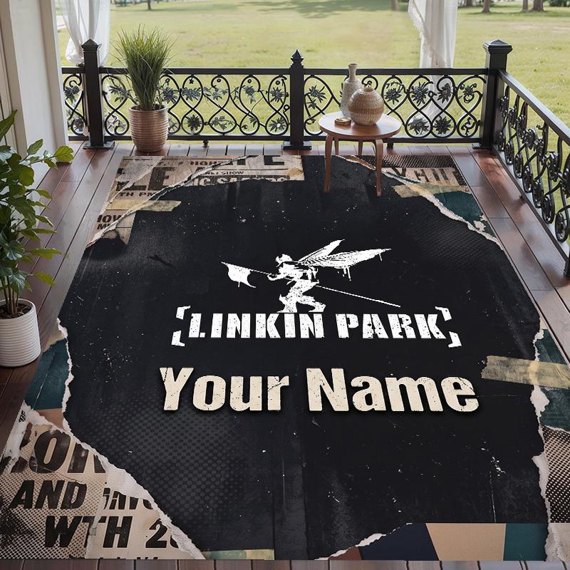 Custom Text Printed Rug Linkin Park Non Slip Floor Carpet For Home Room Decor