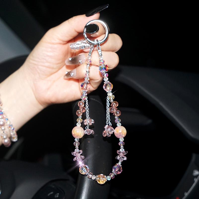 Женский ремешок для телефона с кисточкой «Цвет сакуры» - Короткий ремешок на запястье, Защитный амулет для телефона от потери для путешествий и активного отдыха