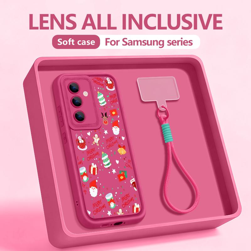 Чехол-шнурок с рождественским узором для Samsung Galaxy S25 S23 S22 S24 Ultra S24 S25 FE A17 A56 A16 A55 A15 A36 A25 5G Мягкая ТПУ крышка