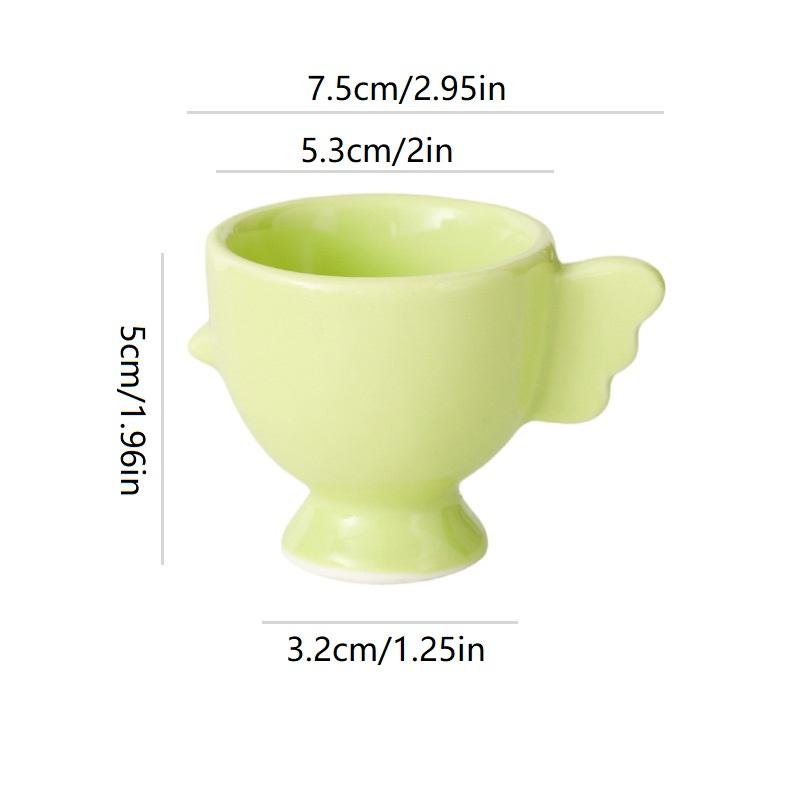 Egg Cup Heightened Base Solid Color Non-Slip Handle Good Grip Makeup Sponge Holder Mini Breakfast Ceramic Egg Holder Dining Room