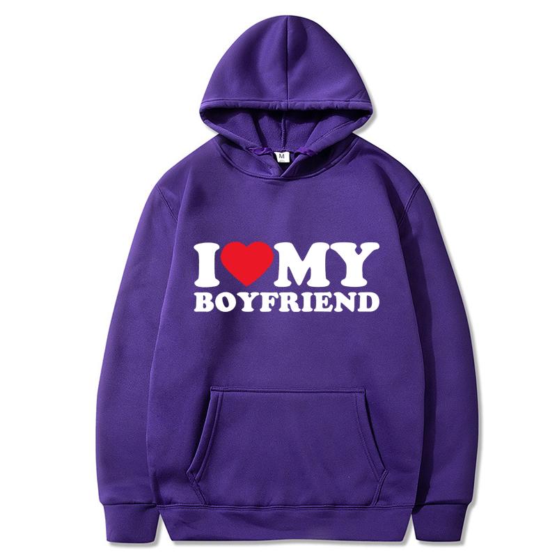 Мужские комплекты с длинными рукавами для пар I Love My Boyfriend Hoodies Sweatparsons Suits Женские толстовки с капюшоном и спортивные штаны Lover Sets