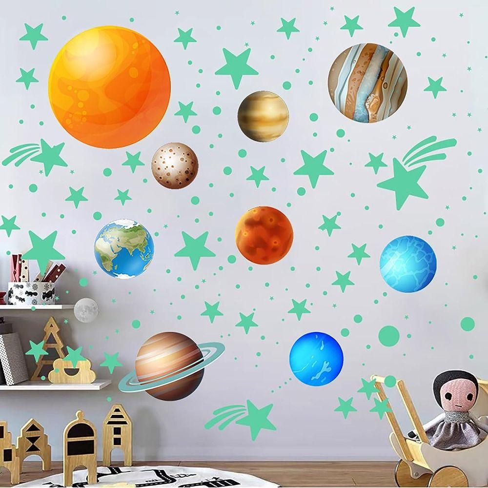 Glow in The Dark Planet  Wall Decals Luminous Fluorescent Star Stickers  Home Decoration