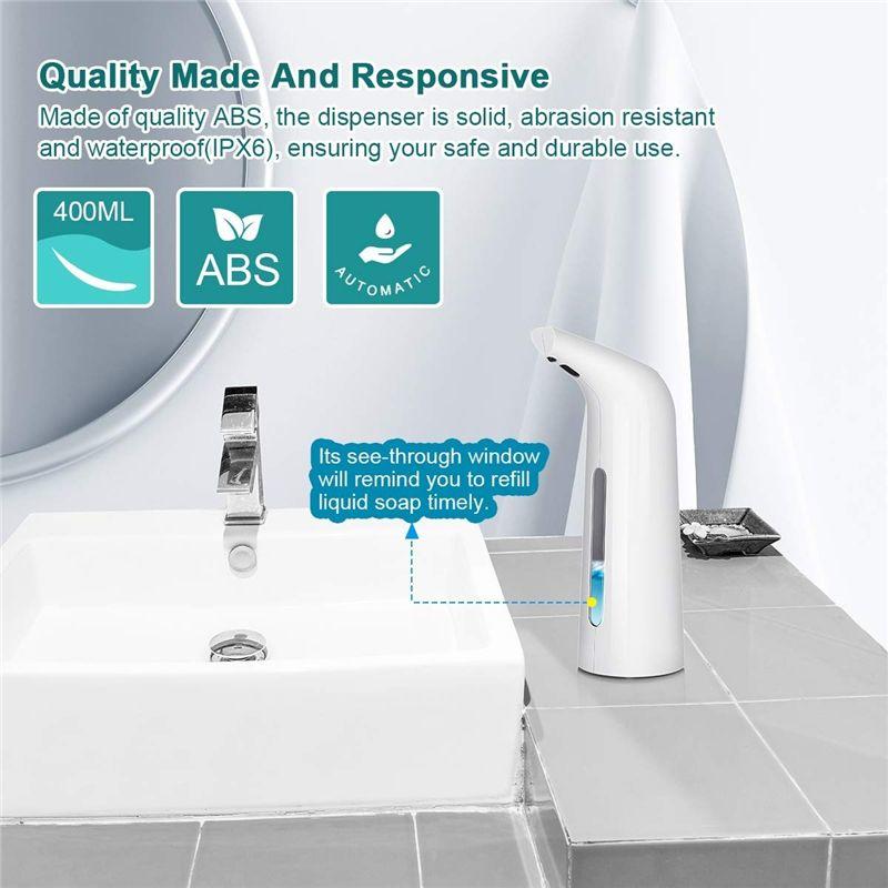 400ml Automatic Induction Infrared Automatic Soap Dispenser Touchless Smart Sensor Automatic Handwash Home Office Bathroom Bathroom Washing | Liquid S