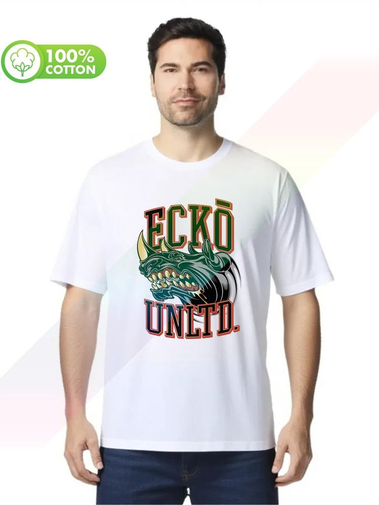 100% Хлопок Круглый Вырез Тяжелый Унисекс Футболка Eckounltd 80-е Унисекс Круглый Вырез Короткий Рукав S3XL Топы Футболки