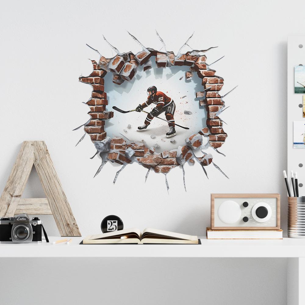 Fun-f110 Сломанная стена Хоккеисты Детская спальня Кабинет Стена Ландшафтный дизайн Наклейки на стену