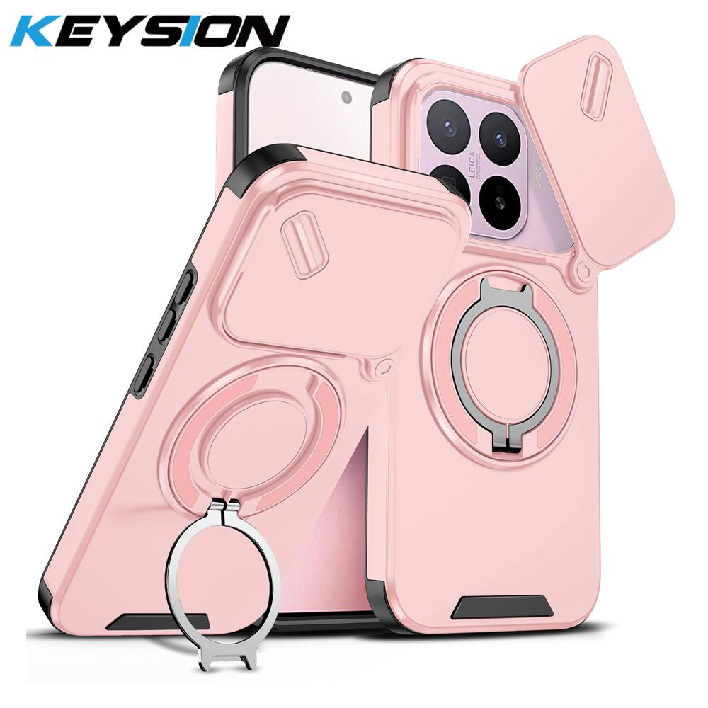 KEYSION Чехол для телефона со вращающимся на 360° кольцом-подставкой для Xiaomi 17T 17T Pro 5G, с защитой выдвижной камеры, магнитная, ударопрочная задняя крышка