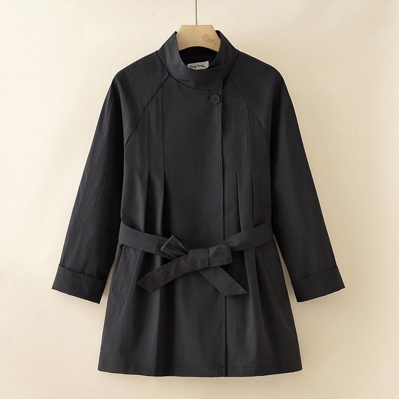 Women S Plus Size Trench Coat Lapel Belted Long Overcoat