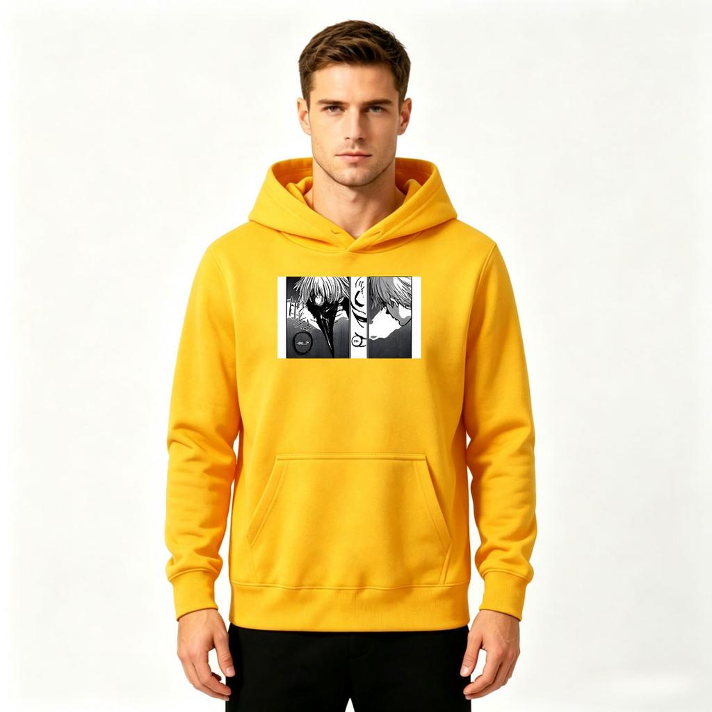 Men Anime Character Print Pullover Hoodie Casual Long Sleeve Sweatshirt for Daily Wear