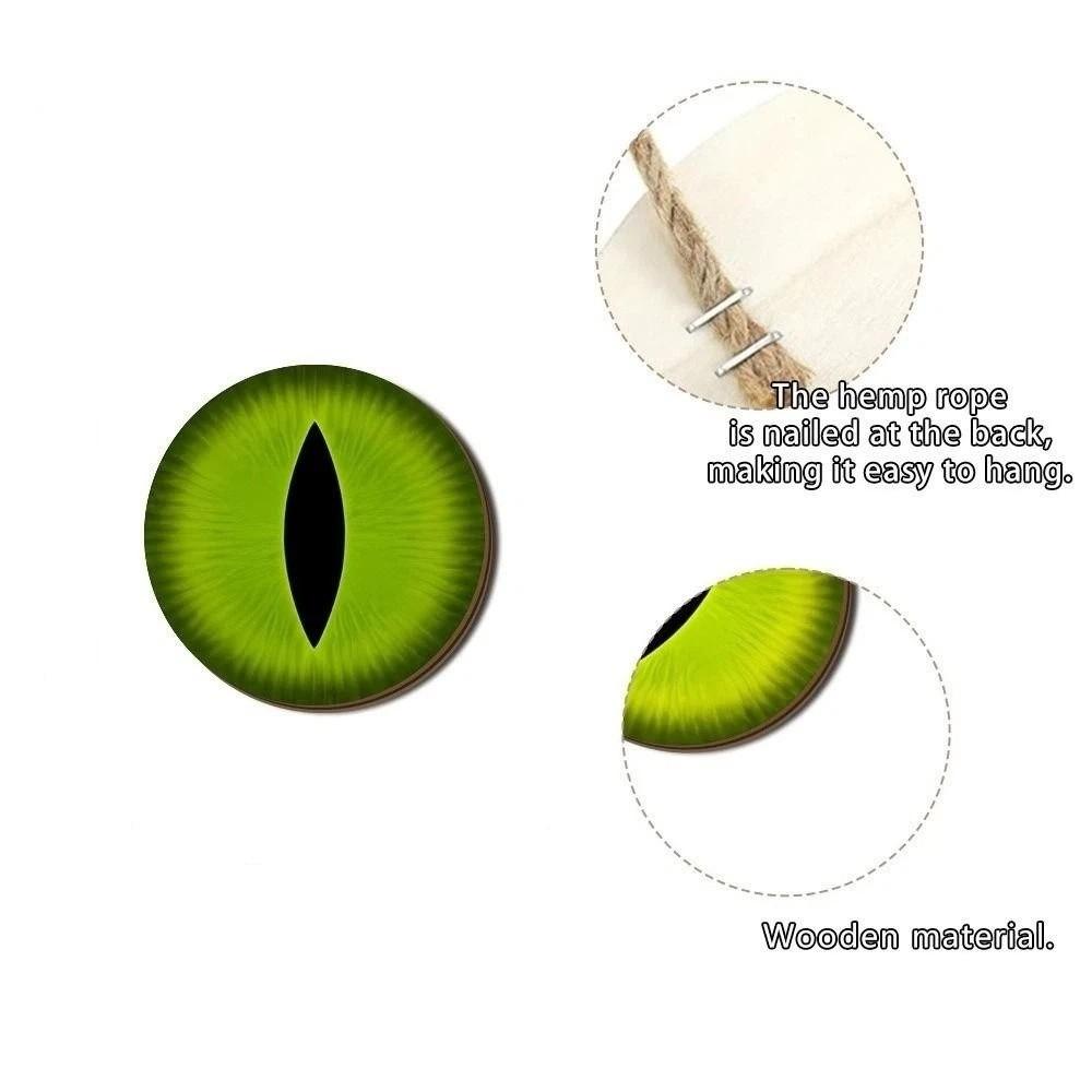 Creative Halloween Luminous Eyeball Ornament Round Wooden Cat Eyes Pendant Scene Props