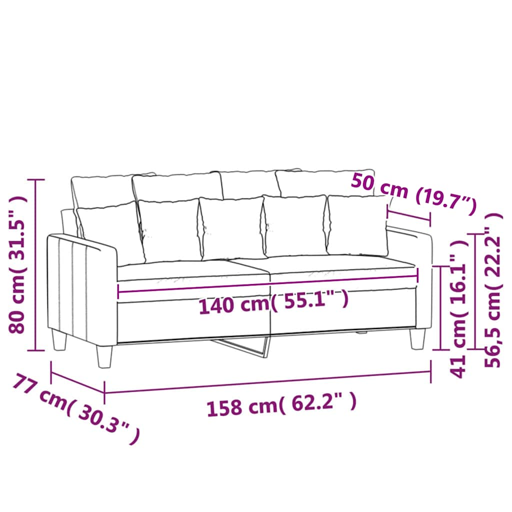 Vidaxl Sofa 2-Osobowa, Winna Czerwień, 140 Cm, Tapicerowana Aksamitem