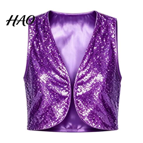 Birthday Party Performance Gear Shiny Sequin Vest for Kids Adults, Sparkling Disco Vest, Gold Sleeveless Costume Halloween Christmas And Stage