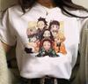 Kawaii Повседневная аниме Demon Slayer Kimetsu No Yaiba Graphics женская футболка летняя свободная блузка белые футболки с круглым вырезом женские готические топы