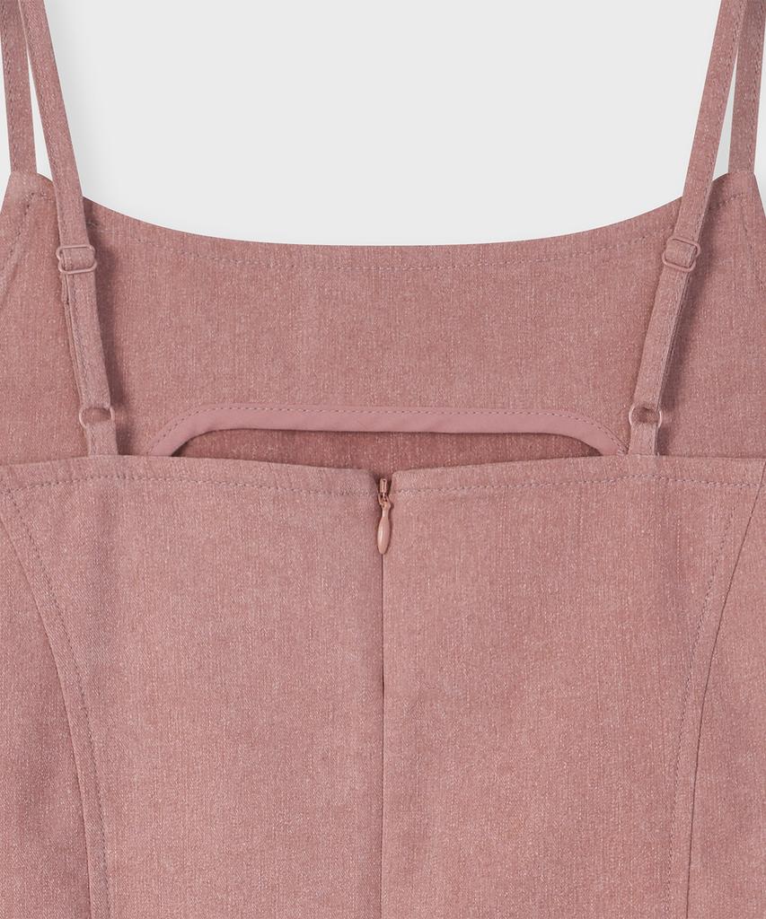 Pallet [Fallett X Lee] Long Slit Denim Dress Pink