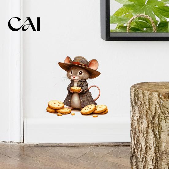 Pastoral Style Home Decor Cartoon Mouse Wall Sticker, Cute Fairy Tale Decal, PVC Waterproof DIY Story Scene Art Decors, Self Adhesive
