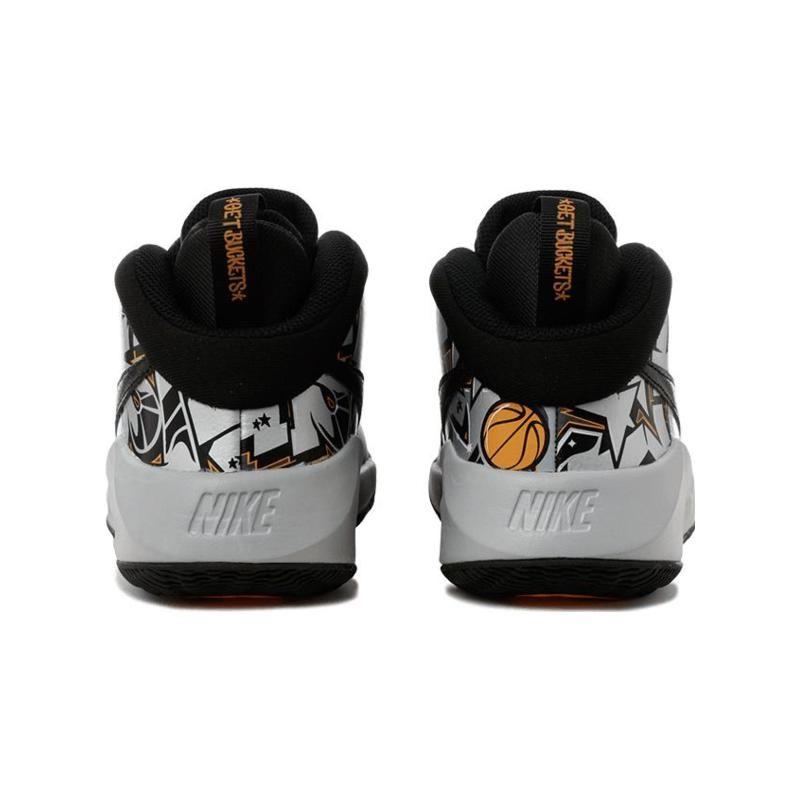 Nike Team Hustle D 9 Slip Resistant Cushioning Abrasion Resistant Mid top Basketball Shoes Black White Unisex CQ3705-001