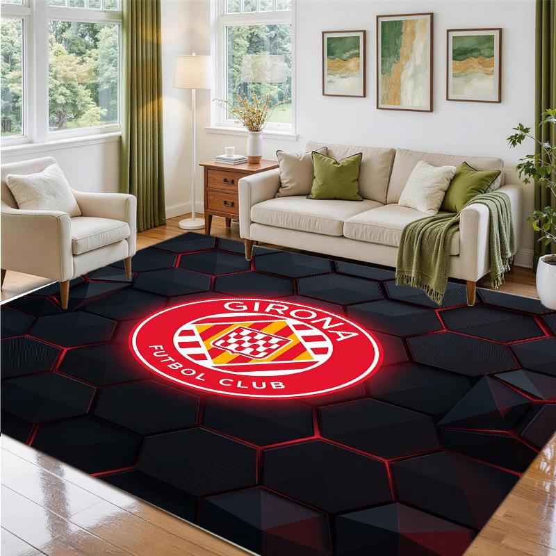 Girona FC Design Crystal Velvet Rug Soft Decorative Mat for Bedroom Entrance