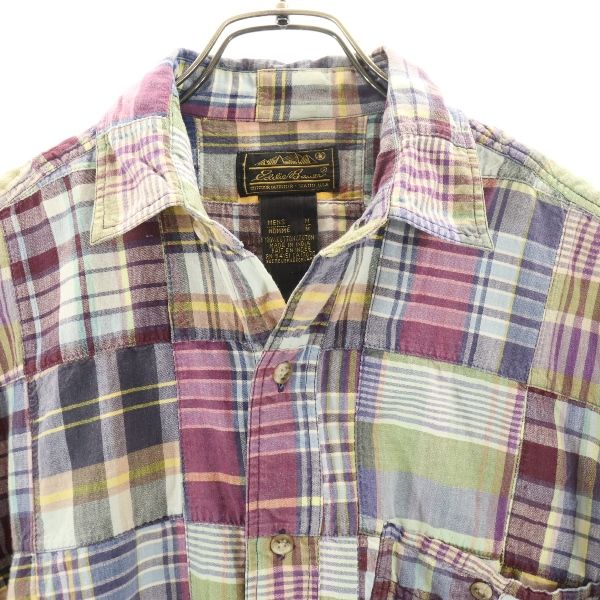 EDDIE BAUER 90-е годы Черный ярлык Футболка с коротким рукавом M Фиолетовый x Синий x Зеленый Мужская Б/У