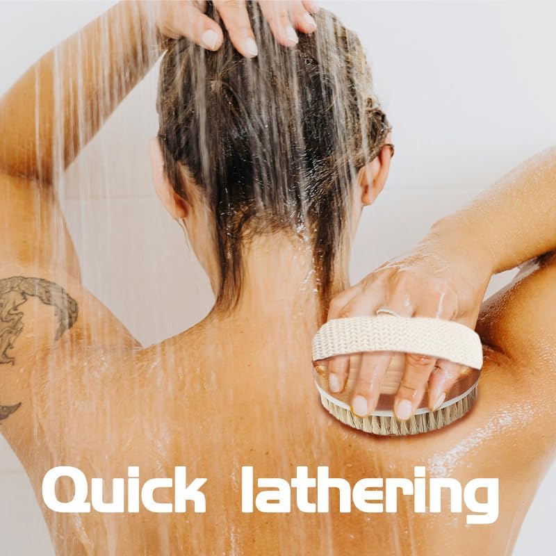 Bamboo Dry Body Brush Shower Brushing Removes Dry Skin with Massage Nodes Exfoliating Bath Brushes Body Scrubber