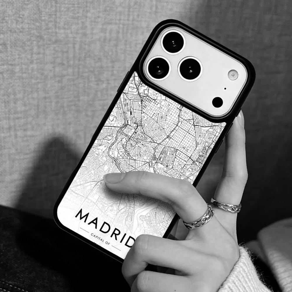 Capa Case for iPhone 17 Air 16 Pro Max 15 Plus 11 13 Mini 14 12 Back Phone Cover Ins Travel Country Sketch City Map