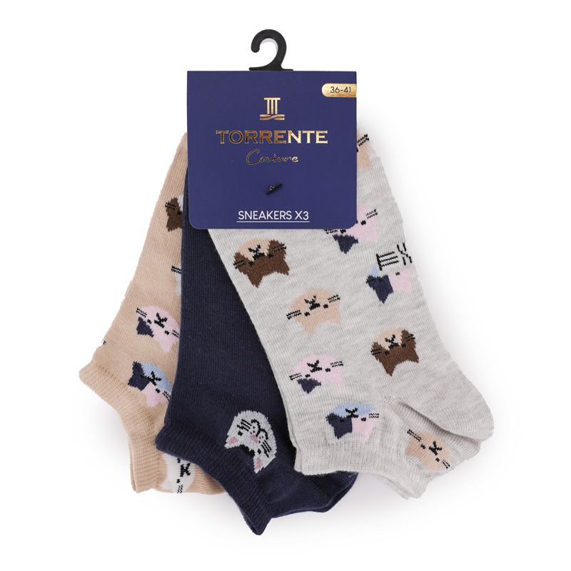 Женские носки TORRENTE с принтом кошек x3