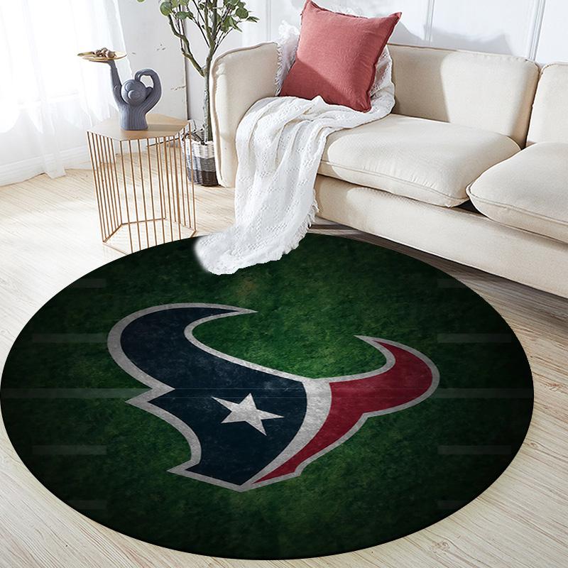 Houston Texans Round Area Rug,Carpet Rug for Living Room Bedroom Sofa Playroom Decor,Non-slip Floor Mat
