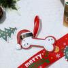 1pc Festive Santa Hat Bone Design Resin Christmas Ornament  Perfect for Tree Decoration,Holiday Party Charm with Red Ribbon Loop,Christmas Decorations