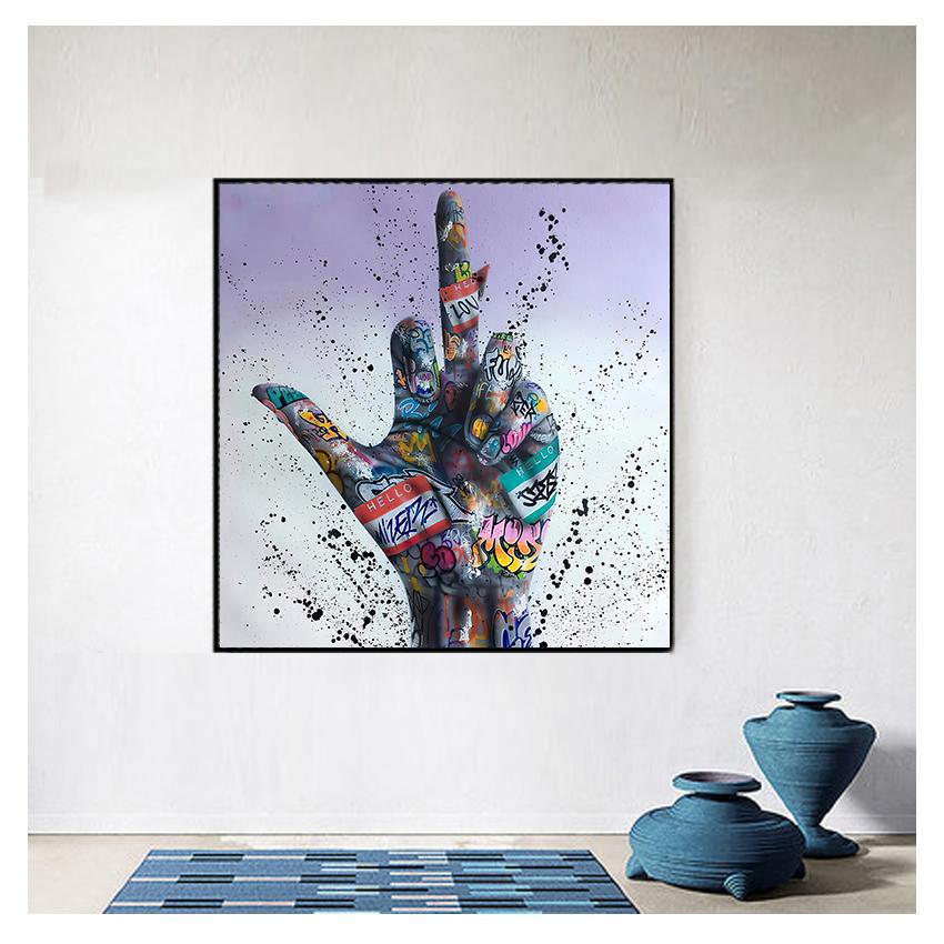Художественные постеры и принты Хип-хоп Картина на холсте на стене Художественная картина для декора гостиной Жест Вдохновляющее граффити
