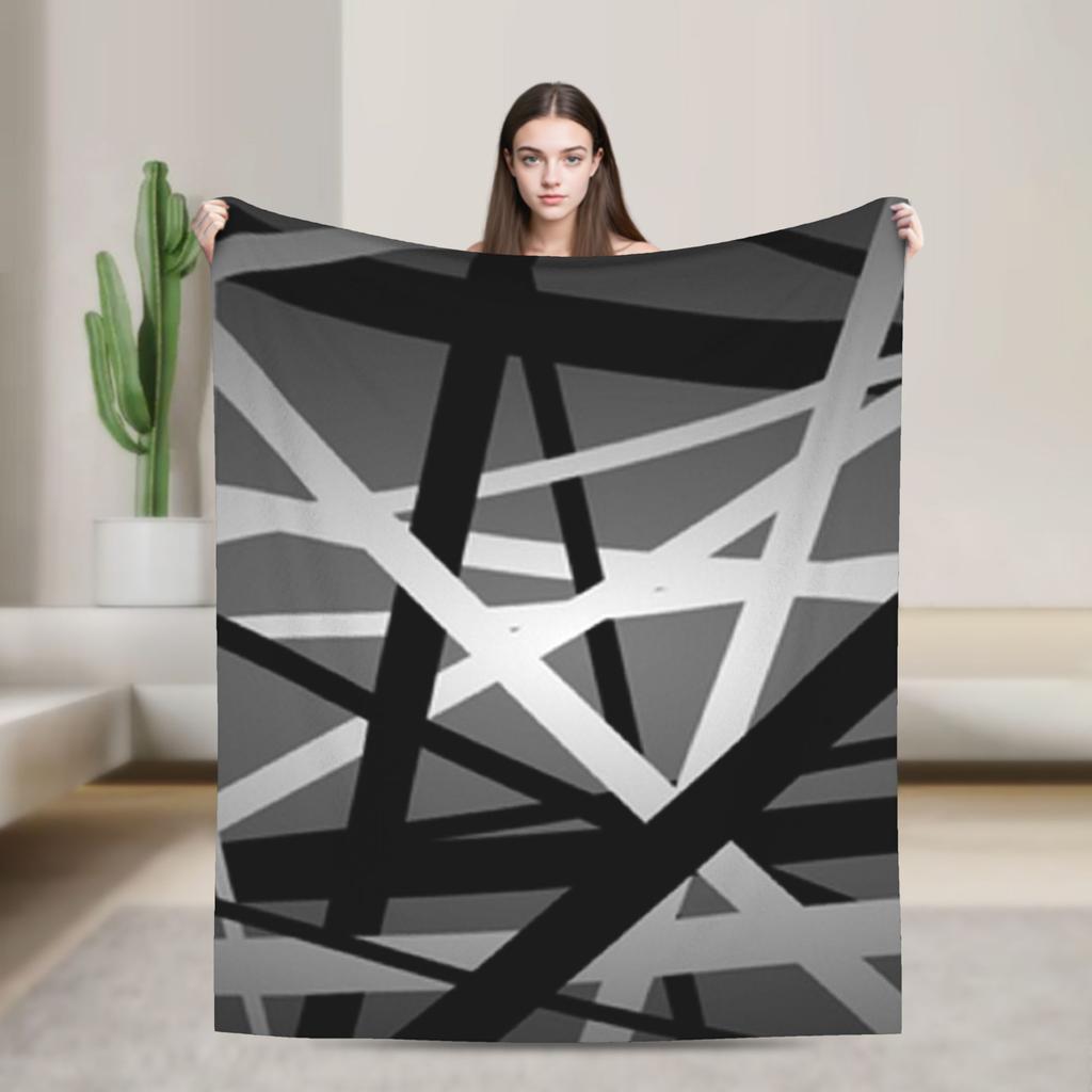 Warm Cozy Blankets Plane Travel Van Halen Blue Rock Stripes Throw Blanket Graphic  Bedspread For Sofa Home