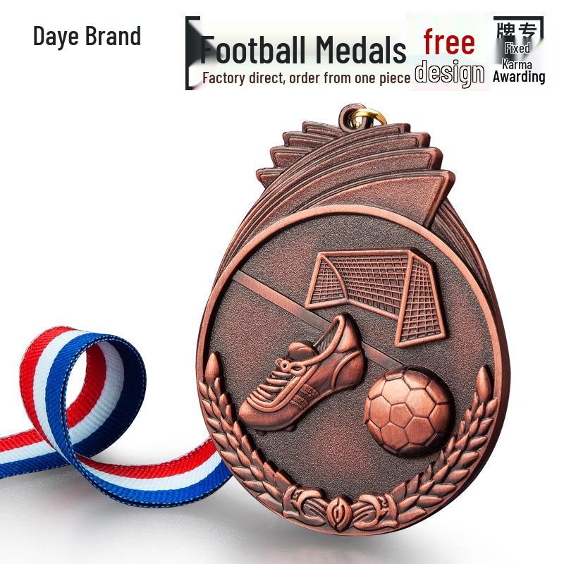 Customizable School Competition Football Medals - Gold, Silver, Bronze Sports Meet Prizes