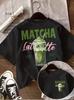 Matcha Latte Retro Iced Coffee Graphic TShirt Coffee Lover Aesthetic Print Loose Crew Neck Short Sleeve Casual Daily Top
