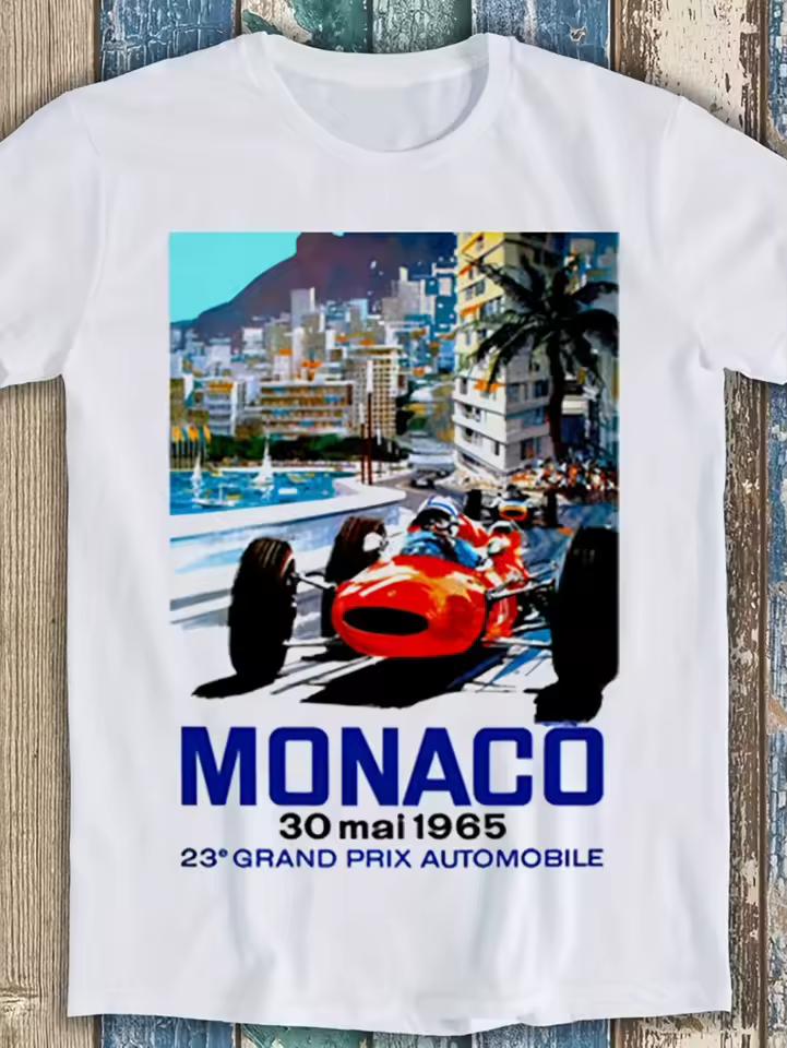 Monaco Grand Prix Vintage Racing T-Shirt Circuit Monaco Print Casual Round Neck Tee Gift for Motorsport Fans All Season