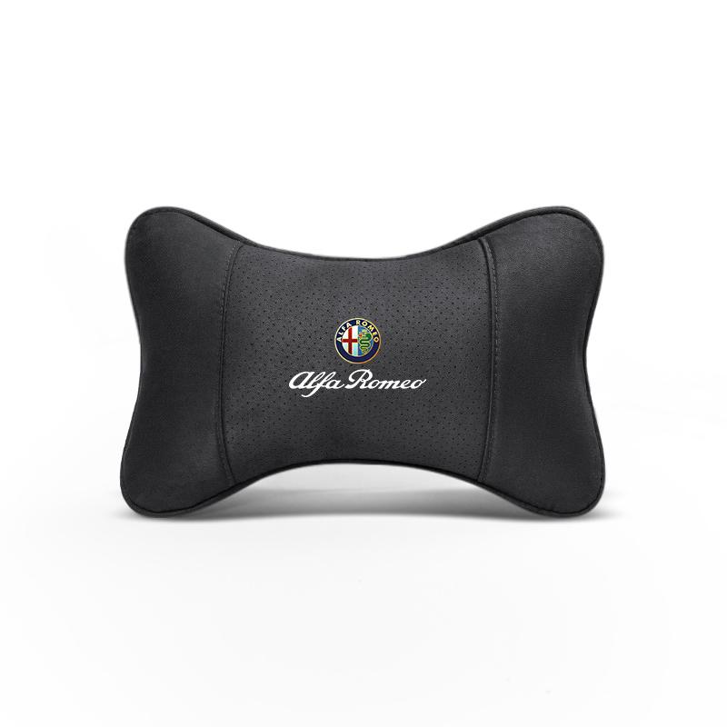 Car Seat Headrest Soft Suede Neck Pillow For Alfa Romeo 4C 159 Spider Giulia Giulietta 156 Tonale Mito Car Interior Aaccessories ofh853