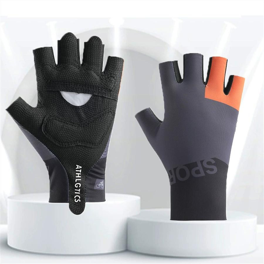 Color Block Half Finger Cycling Gloves, Anti-Slip Breathable Gloves for Outdoor Sports