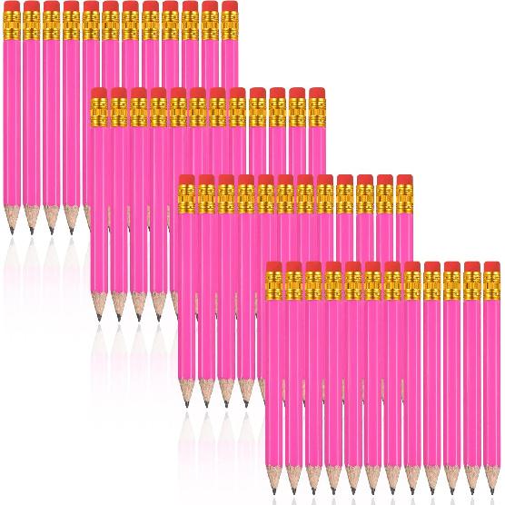 Zonon 48 Pieces Golf Pencils Mini Half Pencils with Eraser Short with Erasers Bulk Small for Kids HB Wedding Bridal School Office Writing Drawing