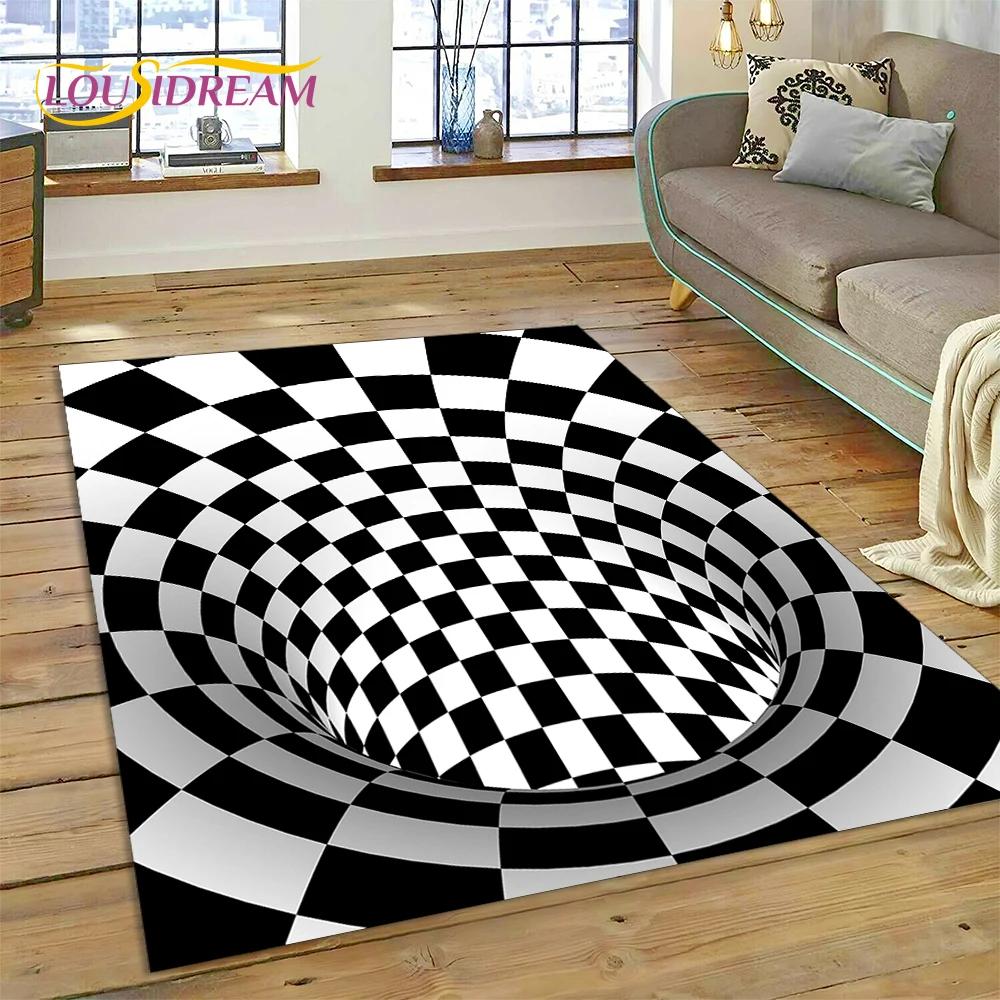 3D Vortex Visual Illusions Ковер Ковер для гостиной Спальня Домашний декор, Напольный коврик Нескользящее украшение для дивана Кухня Коврик