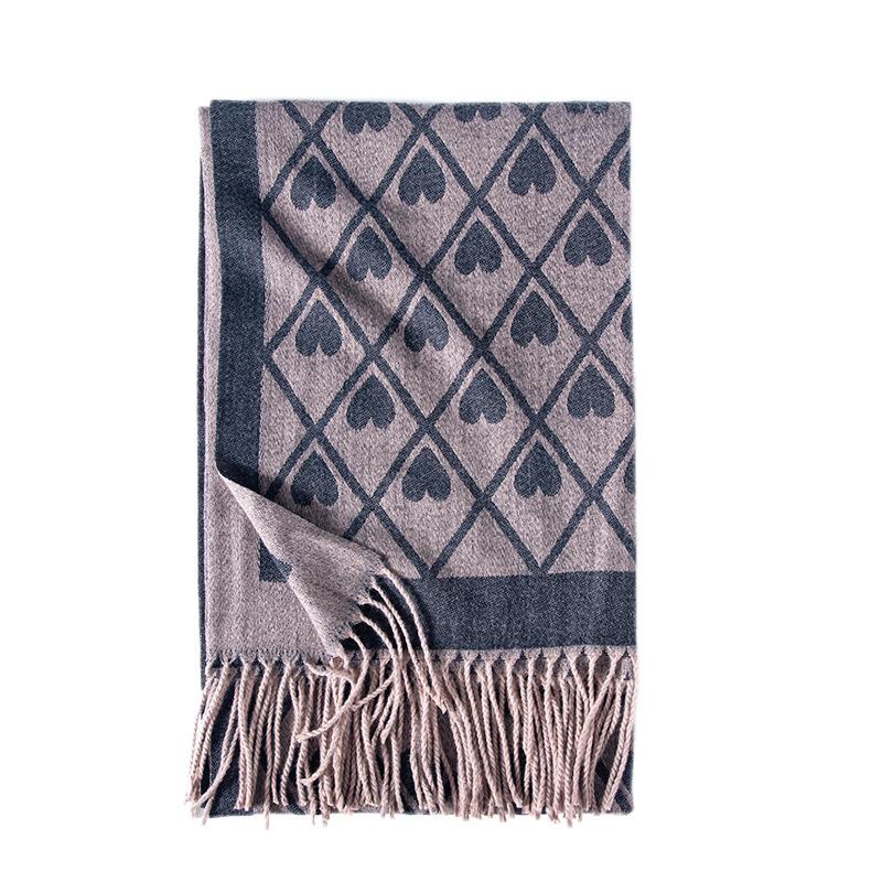 Love Printed Autumn and Winter Scarf 2025 New Plaid Scarf Fashion Temperament Fringed Warm Scarf Shawl