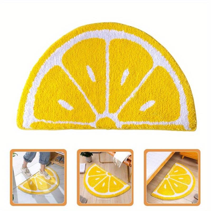 VIKAMA Fresh Lemon Style Bathroom Floor Mat, Bathroom Entrance Absorbent Mat, Shower Room Anti Slip Carpet Home Decoration