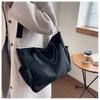 Ins Lazy Wind Canvas Big Bag, New Korean Version of The Single Shoulder Crossbody Bag Female Simple Literary Solid Color Handbag