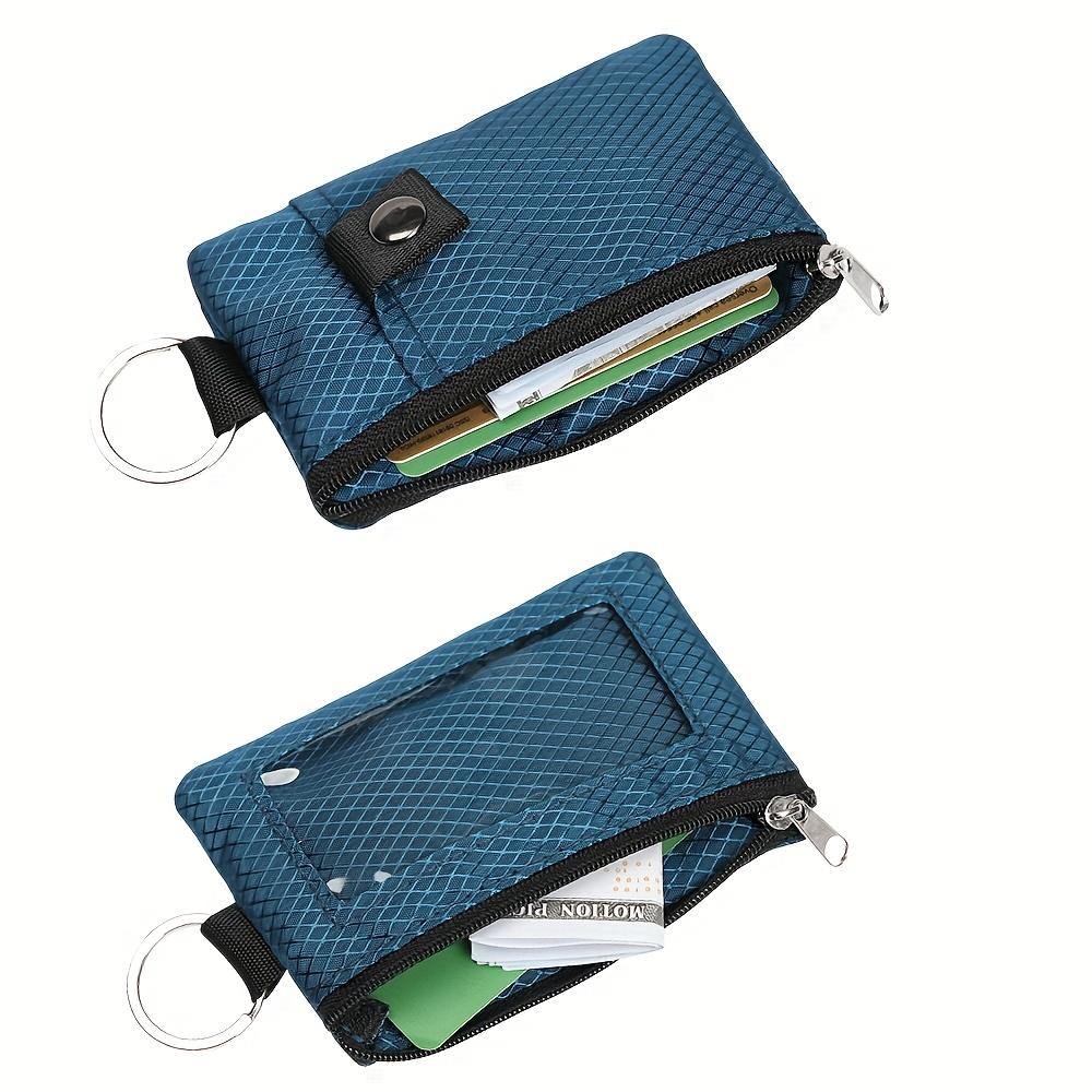 Маленький кошелек с RFID-защитой, окошком для ID, на молнии, с брелоком-шнурком для карт, наличных, для путешествий, женщин, мужчин