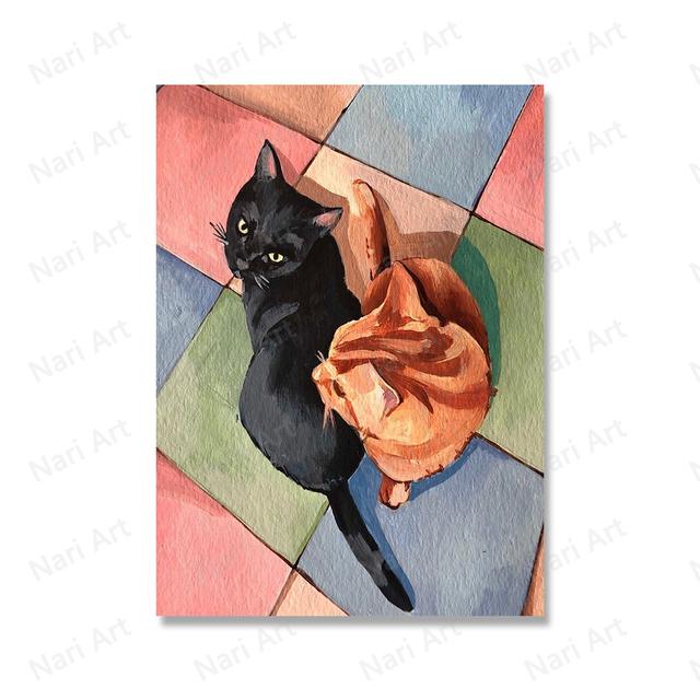 Растение кактус монстера настенная живопись на холсте абстрактные растения плакаты на скандинавскую тему и печатные изображения кошек