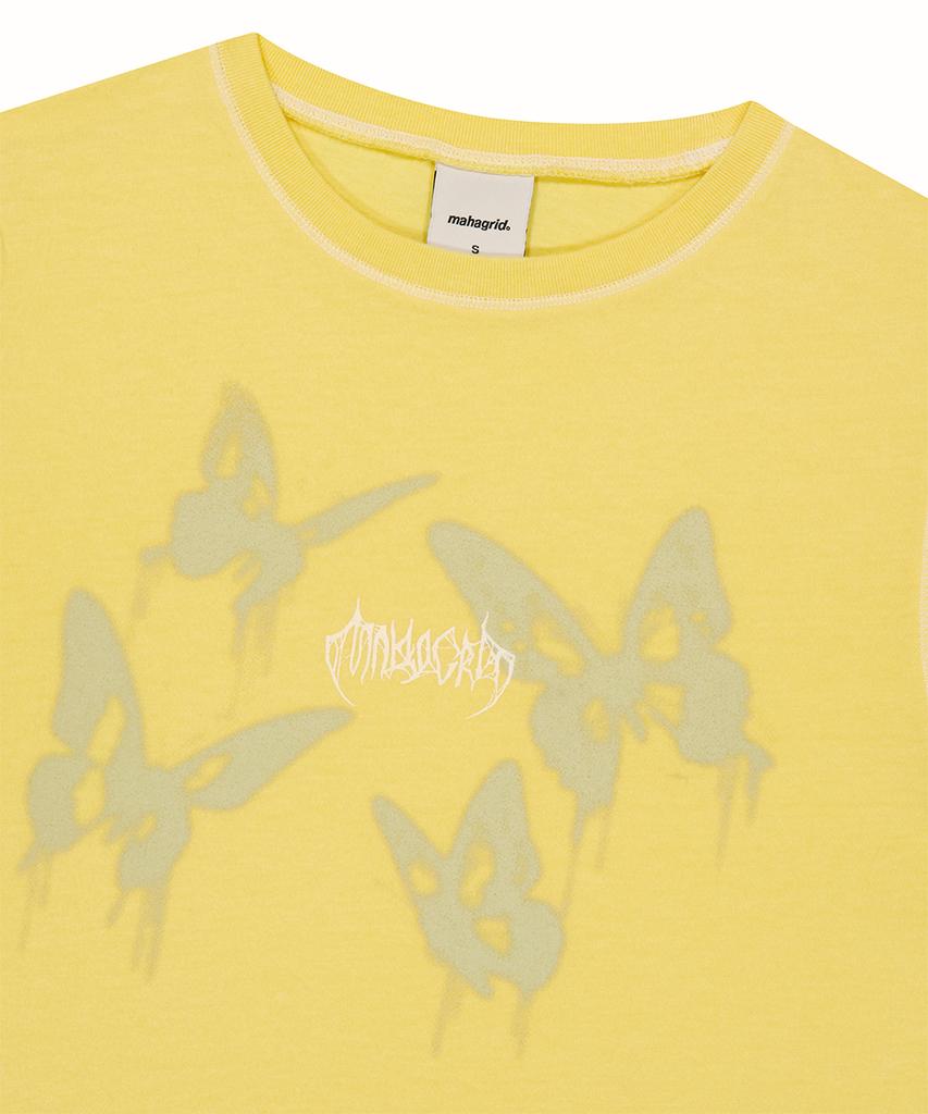 MAHAGRID Pigment Butterfly Goth Crop Tee Yellow(Mg2Gmft533A)