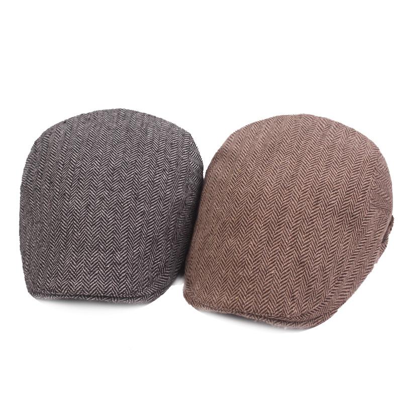 Мужская шапка-берет с узором «ёлочка» Ni Duck Tongue Hat для среднего возраста Осенне-зимняя кепка Forward