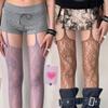 Новые сетчатые колготки с принтом для женщин, сексуальные, цветные, с вырезами, до бедра, готические, лолита, японские, выше колена