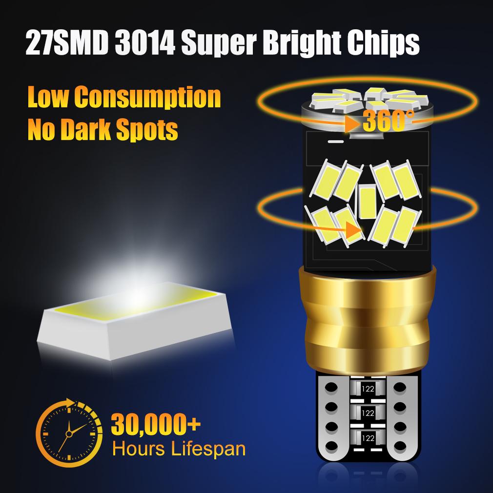 Светодиодные лампы для салона автомобиля 2шт W5W T10