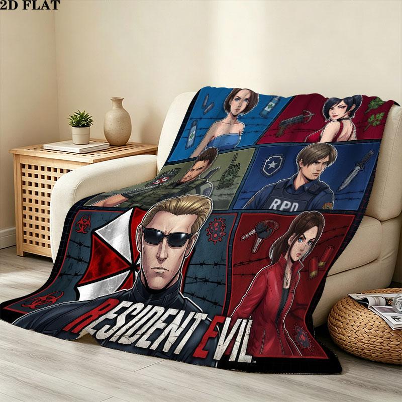 1PC Resident Evil Patterned Flannel Blanket Suitable For All Seasons For Home Decor Warmth And Comfort Gifts Holiday Present