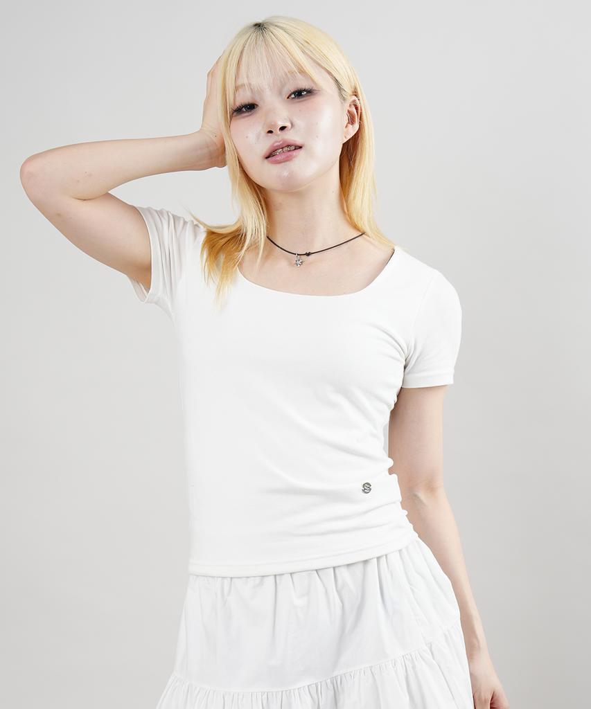 STARRYEYED Square Neck Modal T-Shirt (White)