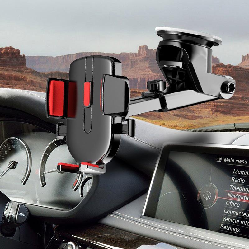 360° Rotating Silicone Suction Cup Car Phone Mount with Telescopic Rod