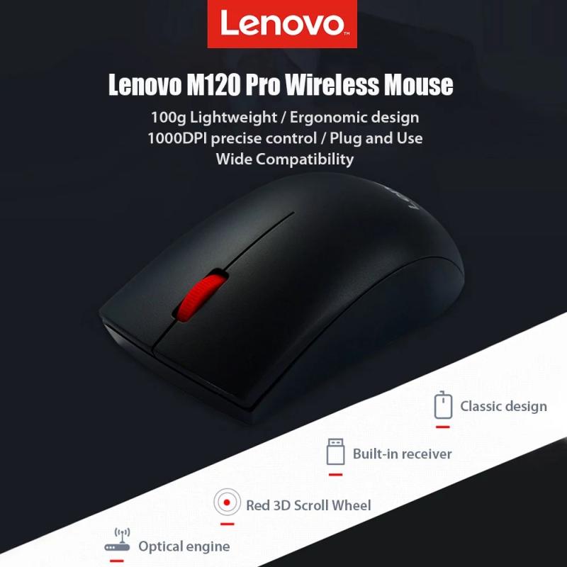 Lenovo M120 Pro Wireless Mouse 2.4GHz Laptop Mouse USB Receiver Ergonomic Optical Wireless Mouse Computer Mice for PC Computer
