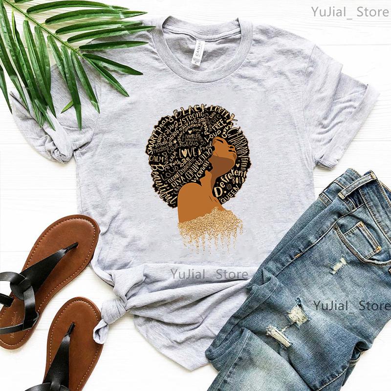 Винтажная черная женская футболка Pure African T Shirt Women Melanin Shirt Aesthetic Clothes Haut Femme Summer Tops White Female T-Shirt